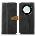 For Honor X9a 4G Stitching Thread Calf Texture Leather Phone Case(Black) - 1