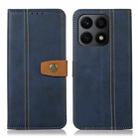 For Honor X8a 4G Stitching Thread Calf Texture Leather Phone Case(Blue) - 1