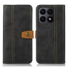 For Honor X8a 4G Stitching Thread Calf Texture Leather Phone Case(Black) - 1