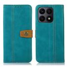 For Honor X8a 4G Stitching Thread Calf Texture Leather Phone Case(Light Green) - 1
