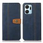 For Honor X7a 4G Stitching Thread Calf Texture Leather Phone Case(Blue) - 1