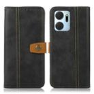 For Honor X7a 4G Stitching Thread Calf Texture Leather Phone Case(Black) - 1