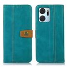 For Honor X7a 4G Stitching Thread Calf Texture Leather Phone Case(Light Green) - 1