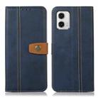 For Motorola Moto G73 5G Stitching Thread Calf Texture Leather Phone Case(Blue) - 1