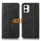 For Motorola Moto G73 5G Stitching Thread Calf Texture Leather Phone Case(Black) - 1