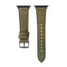 Crazy Horse Genuine Leather Watch Band For Apple Watch Series 8&7 41mm / SE 2&6&SE&5&4 40mm / 3&2&1 38mm(Olive Green) - 1