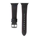 Crazy Horse Genuine Leather Watch Band For Apple Watch Ultra 49mm / Series 8&7 45mm / SE 2&6&SE&5&4 44mm / 3&2&1 42mm(Brown Sewing Black) - 1