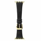 Silk Leather Watch Band For Apple Watch Ultra 49mm / Series 8&7 45mm / SE 2&6&SE&5&4 44mm / 3&2&1 42mm(Black) - 1