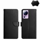 For Xiaomi 13 Lite Genuine Leather Fingerprint-proof Flip Phone Case(Black) - 1