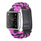 Paracord Plain Weave Hook And Loop Fastener Nylon Watch Band For Apple Watch Series 9&8&7 41mm / SE 3&SE 2&6&SE&5&4 40mm / 3&2&1 38mm(Pink) - 1