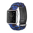 Paracord Plain Weave Hook And Loop Fastener Nylon Watch Band For Apple Watch Ultra 49mm / Series 8&7 45mm / SE 2&6&SE&5&4 44mm / 3&2&1 42mm(Blue) - 1