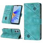 For OPPO A17 Skin-feel Embossed Leather Phone Case(Green) - 1