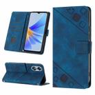 For OPPO A17 Skin-feel Embossed Leather Phone Case(Blue) - 1