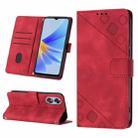 For OPPO A17 Skin-feel Embossed Leather Phone Case(Red) - 1