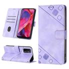 For OPPO A54 5G / A74 5G / A93 5G Skin-feel Embossed Leather Phone Case(Light Purple) - 1
