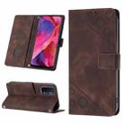 For OPPO A54 5G / A74 5G / A93 5G Skin-feel Embossed Leather Phone Case(Brown) - 1