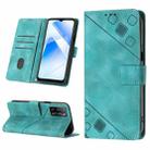 Skin-feel Embossed Leather Phone Case For OPPO A55 5G / A54 4G / A16 4G / A16s / A55 4G / A54s / A56 5G / Realme V11 5G (Green) - 1