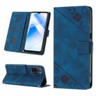 Skin-feel Embossed Leather Phone Case For OPPO A55 5G / A54 4G / A16 4G / A16s / A55 4G / A54s / A56 5G / Realme V11 5G (Blue) - 1