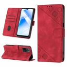 Skin-feel Embossed Leather Phone Case For OPPO A55 5G / A54 4G / A16 4G / A16s / A55 4G / A54s / A56 5G / Realme V11 5G (Red) - 1