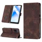 Skin-feel Embossed Leather Phone Case For OPPO A55 5G / A54 4G / A16 4G / A16s / A55 4G / A54s / A56 5G / Realme V11 5G (Brown) - 1