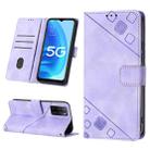 For OPPO A55s 5G Skin-feel Embossed Leather Phone Case(Light Purple) - 1