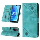 For OPPO A55s 5G Skin-feel Embossed Leather Phone Case(Green) - 1