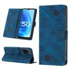 For OPPO A55s 5G Skin-feel Embossed Leather Phone Case(Blue) - 1