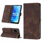 For OPPO A55s 5G Skin-feel Embossed Leather Phone Case(Brown) - 1