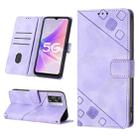 For OPPO A57 5G 2022 / 4G Skin-feel Embossed Leather Phone Case(Light Purple) - 1