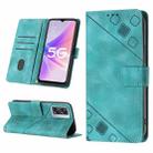 For OPPO A57 5G 2022 / 4G Skin-feel Embossed Leather Phone Case(Green) - 1