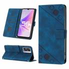 For OPPO A57 5G 2022 / 4G Skin-feel Embossed Leather Phone Case(Blue) - 1