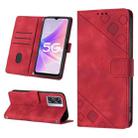 For OPPO A57 5G 2022 / 4G Skin-feel Embossed Leather Phone Case(Red) - 1