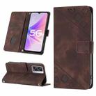 For OPPO A57 5G 2022 / 4G Skin-feel Embossed Leather Phone Case(Brown) - 1