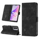 For OPPO A57 5G 2022 / 4G Skin-feel Embossed Leather Phone Case(Black) - 1