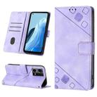 For OPPO Reno7 4G / F21 Pro Skin-feel Embossed Leather Phone Case(Light Purple) - 1