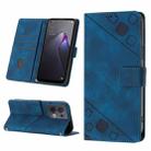 For OPPO Reno8 5G Skin-feel Embossed Leather Phone Case(Blue) - 1