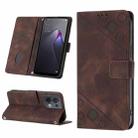 For OPPO Reno8 5G Skin-feel Embossed Leather Phone Case(Brown) - 1