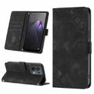 For OPPO Reno8 5G Skin-feel Embossed Leather Phone Case(Black) - 1