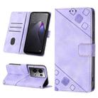 For OPPO Reno8 Pro 5G Skin-feel Embossed Leather Phone Case(Light Purple) - 1