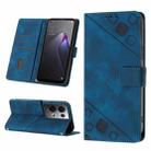 For OPPO Reno8 Pro 5G Skin-feel Embossed Leather Phone Case(Blue) - 1