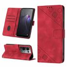 For OPPO Reno8 Pro 5G Skin-feel Embossed Leather Phone Case(Red) - 1