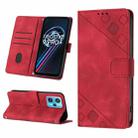 For Realme 9 Pro+ 5G / 9 4G Skin-feel Embossed Leather Phone Case(Red) - 1