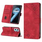 For Realme 9i / OPPO A36 / A76 Skin-feel Embossed Leather Phone Case(Red) - 1