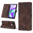 For Realme C12 / C15 / C25 / C25s Skin-feel Embossed Leather Phone Case(Brown) - 1