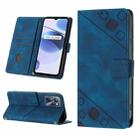 For Realme C35 Skin-feel Embossed Leather Phone Case(Blue) - 1