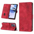 For Realme C35 Skin-feel Embossed Leather Phone Case(Red) - 1