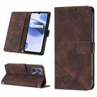 For Realme C35 Skin-feel Embossed Leather Phone Case(Brown) - 1