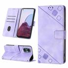 Skin-feel Embossed Leather Phone Case For OnePlus Nord N20 5G / OPPO Reno7 Z 5G / F21 Pro 5G Indian / Reno7 Lite 5G / Reno8 Lite 5G (Light Purple) - 1