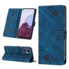 Skin-feel Embossed Leather Phone Case For OnePlus Nord N20 5G / OPPO Reno7 Z 5G / F21 Pro 5G Indian / Reno7 Lite 5G / Reno8 Lite 5G (Blue) - 1