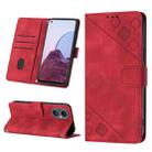 Skin-feel Embossed Leather Phone Case For OnePlus Nord N20 5G / OPPO Reno7 Z 5G / F21 Pro 5G Indian / Reno7 Lite 5G / Reno8 Lite 5G (Red) - 1